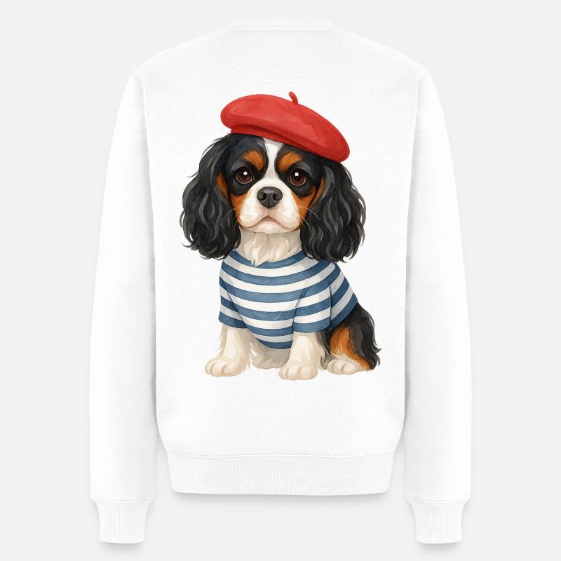Fotogene Matrosen Baskenmütze Hund - Männer Premium Bio Pullover - Weiß