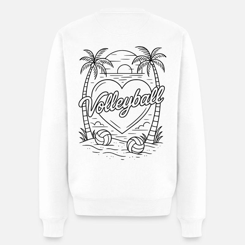 Volleyball Herz Minimalistisch - Männer Premium Bio Pullover - Weiß