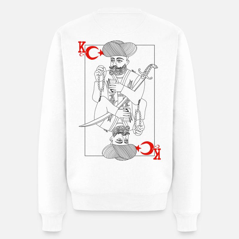 Tarot Roi d’Épée Turkiye Minmaliste - Pull Premium bio Homme - blanc