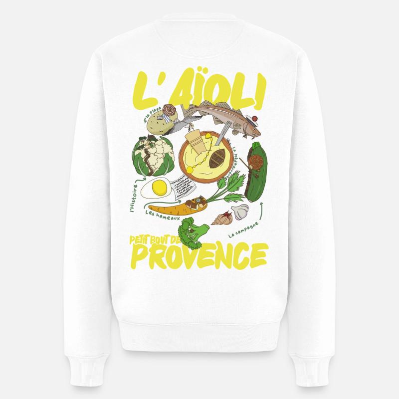 Aïoli Provençal Illustré - Pull Premium bio Homme - blanc