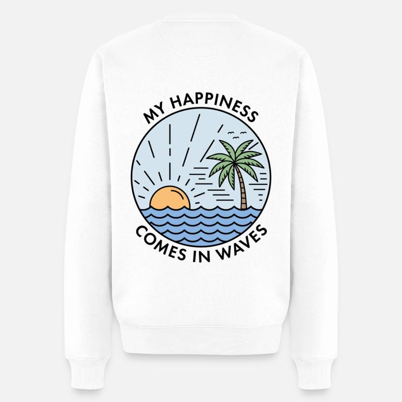Mon bonheur vient par vagues - Pull Premium bio Homme - blanc