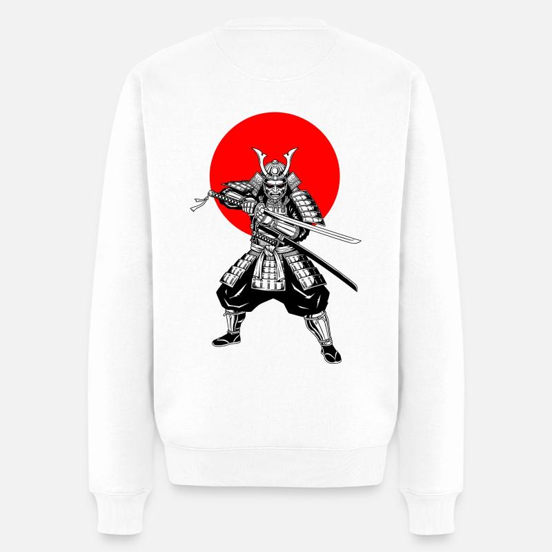 Samurai im Japanstil - Männer Premium Bio Pullover - Weiß