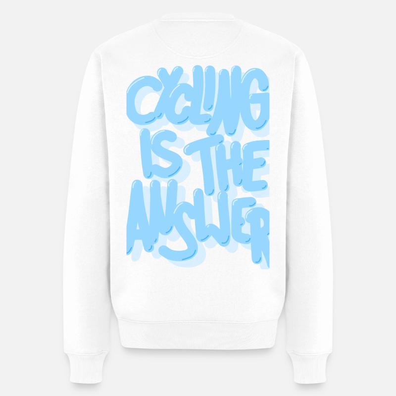 Cycling_is_the_answer_babyblau - Männer Premium Bio Pullover - Weiß