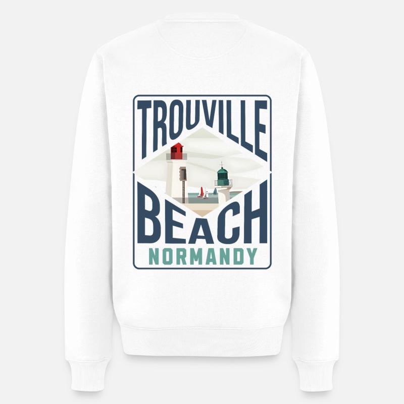 Trouville beach Normandy blc - Pull Premium bio Homme - blanc