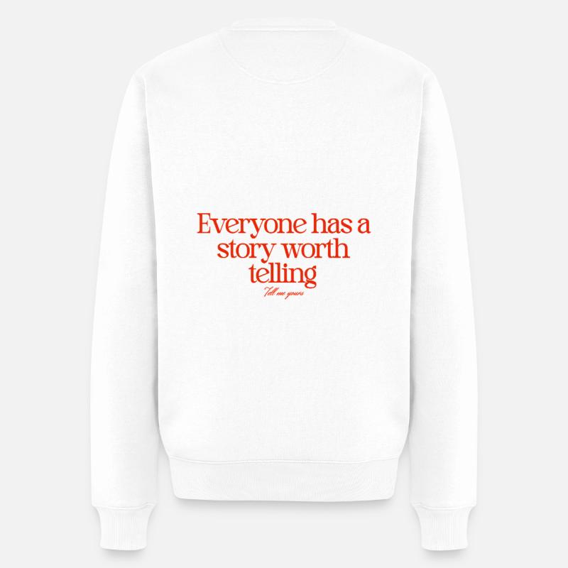 Erzähl mir deine Geschichte - Männer Premium Bio Pullover - Weiß