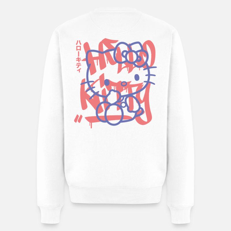 Hello Kitty graffitityylisillä kirjaimilla - Premium luomulaatuinen miesten collegepusero - valkoinen