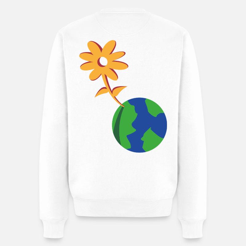 Flower on Earth EcoSymbiosis - Männer Premium Bio Pullover - Weiß