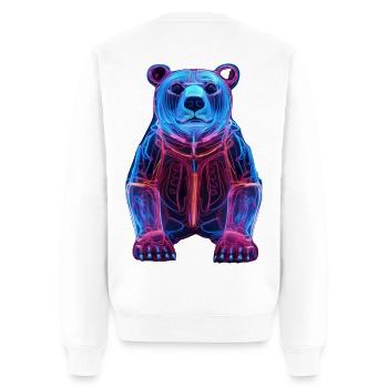 Neon Bär in Cyber-Design - Männer Premium Bio Pullover - Weiß - Hinten - Nico (187cm)