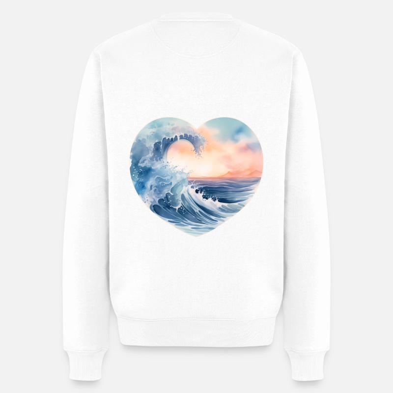 Coeur ondulé - Pull Premium bio Homme - blanc