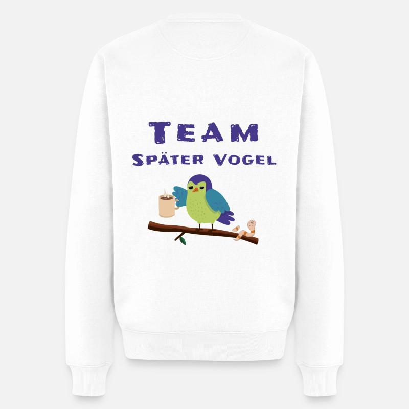 Später Vogel Morgenmuffel Schlafshirt - Männer Premium Bio Pullover - Weiß