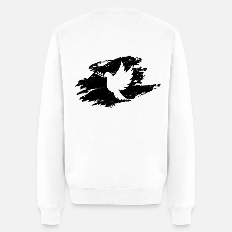 Friedenstaube B - Männer Premium Bio Pullover - Weiß