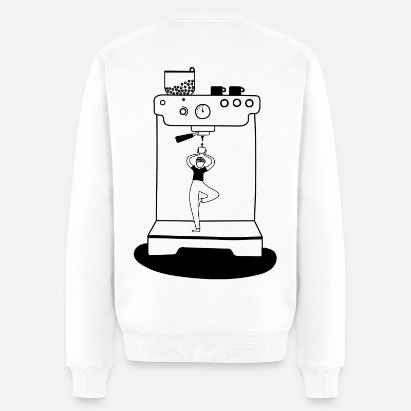 Kaffeeyoga  - Männer Premium Bio Pullover - Weiß