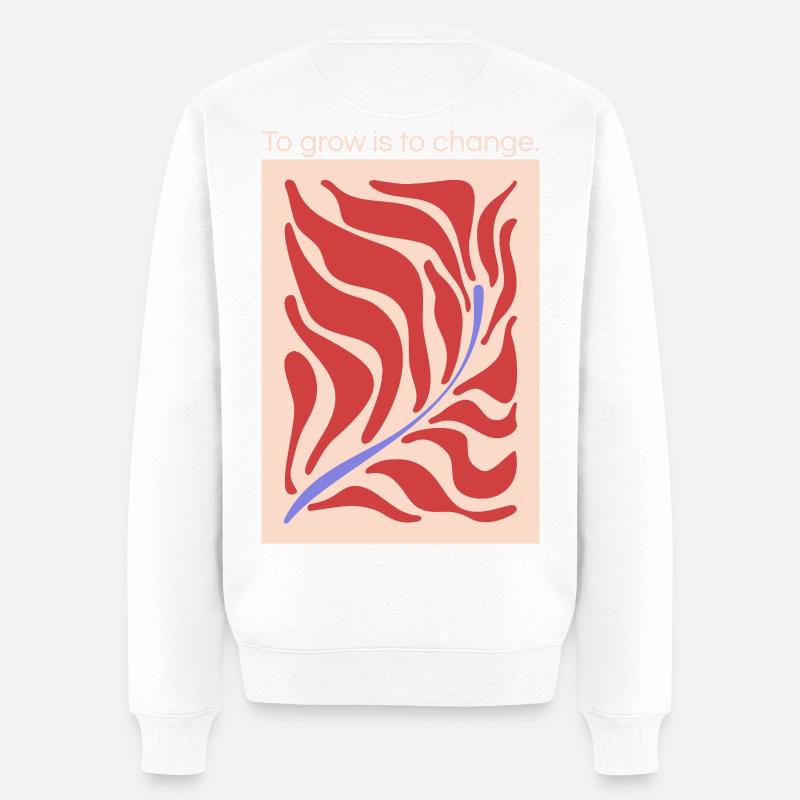 Wachstum durch Wandel – Blattform Muster - Männer Premium Bio Pullover - Weiß