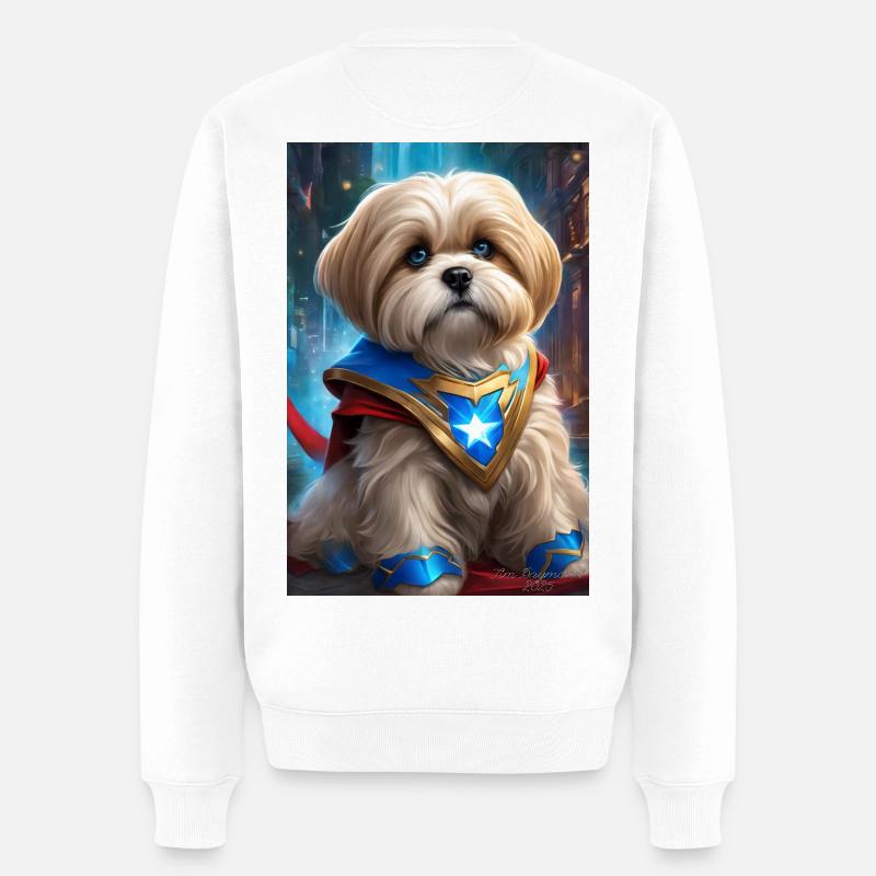 Hero Pup Starcrest Umhang - Männer Premium Bio Pullover - Weiß