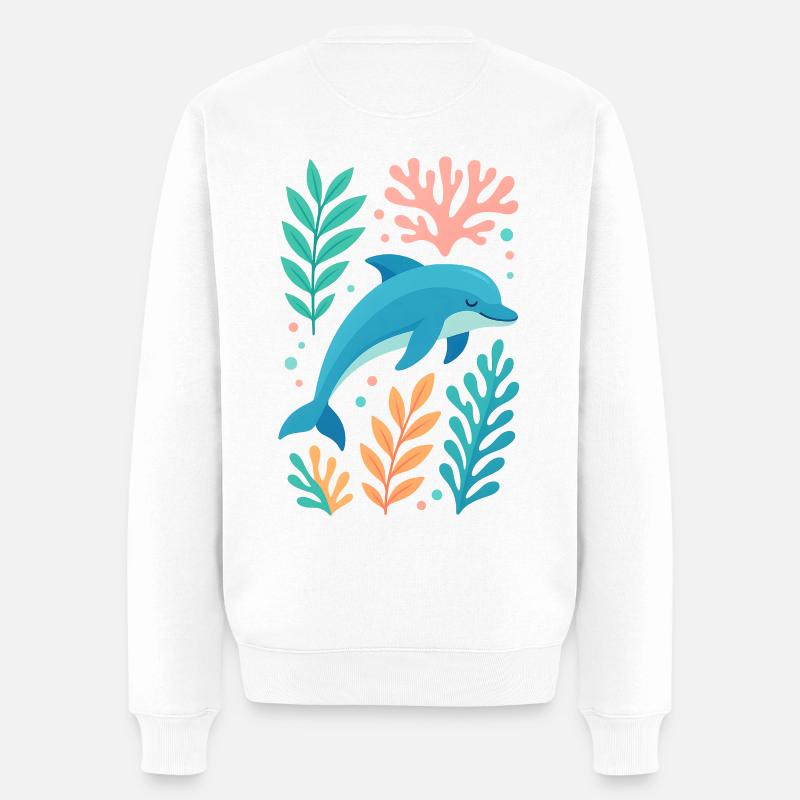 Delfintraum im Korallenmeer - Männer Premium Bio Pullover - Weiß