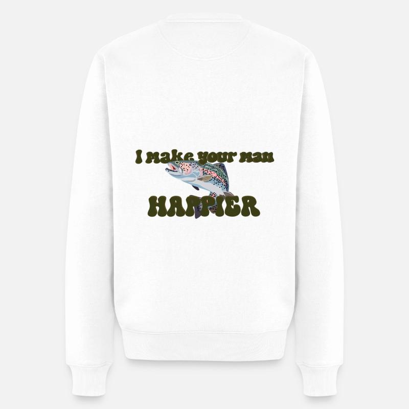 Pflücke mir Forellen - Männer Premium Bio Pullover - Weiß
