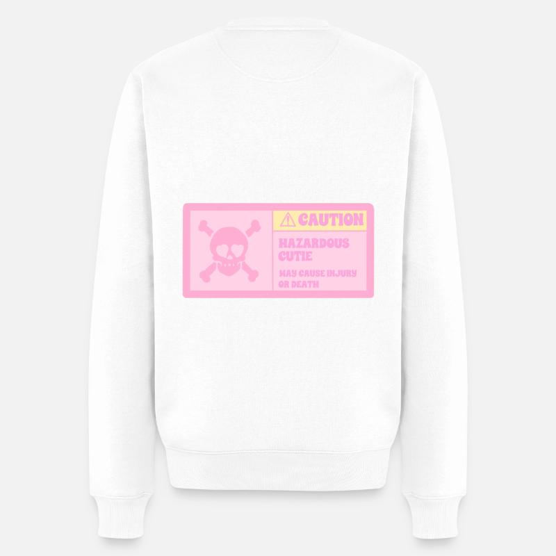 Attention, fille mignonne dangereuse - Pull Premium bio Homme - blanc