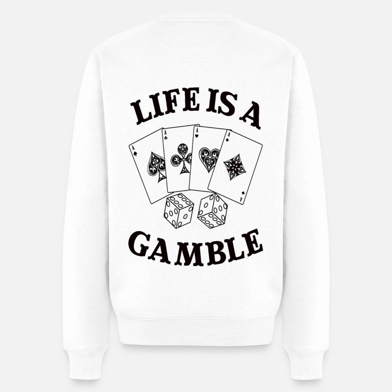 GAMBLE - Männer Premium Bio Pullover - Weiß