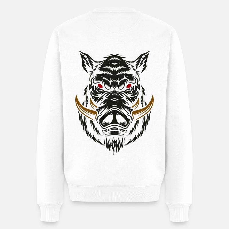 sanglier noir - Pull Premium bio Homme - blanc