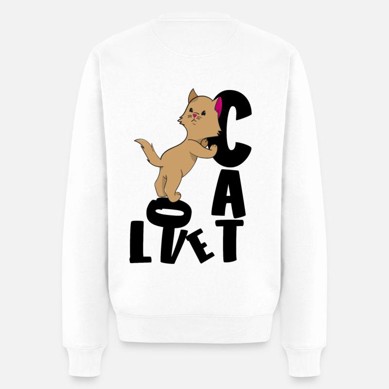 Katze Liebe Mietzekatze - Männer Premium Bio Pullover - Weiß