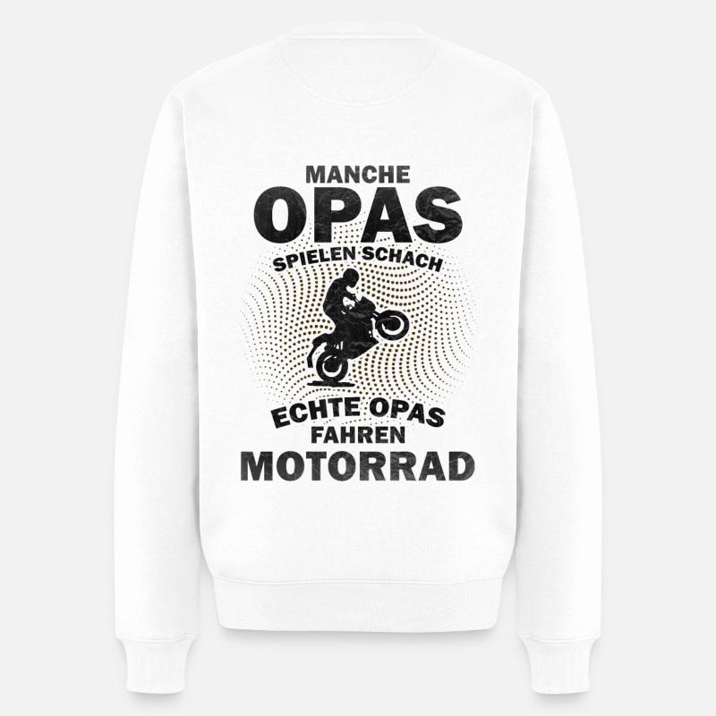 Opa Motorrad Motorradfahrer Großvater Gescchenk - Männer Premium Bio Pullover - Weiß
