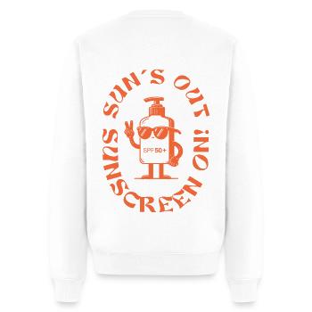 Sun's Out - Sunscreen On! - Männer Premium Bio Pullover - Weiß - Hinten - Nico (187cm)
