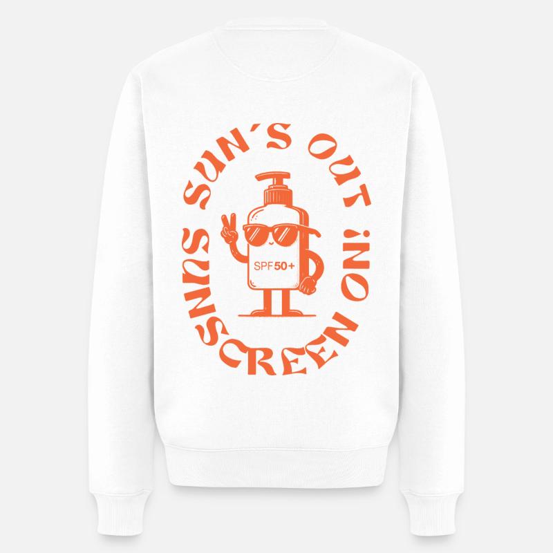 Sun's Out - Sunscreen On! - Männer Premium Bio Pullover - Weiß