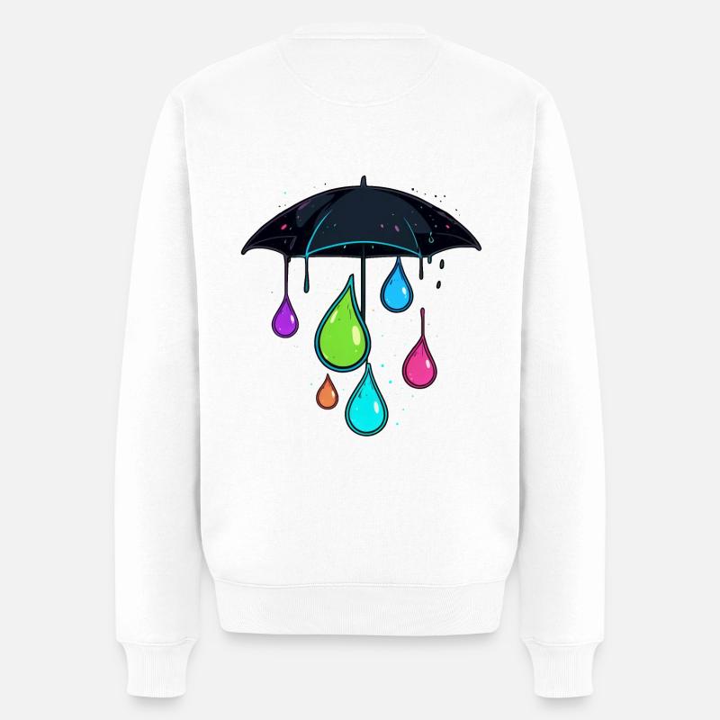 Bunter Regenschirm - Männer Premium Bio Pullover - Weiß