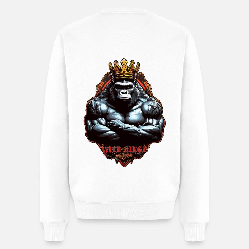 Gorilla - Männer Premium Bio Pullover - Weiß