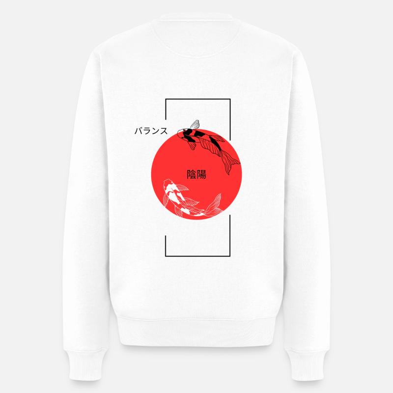 Yin und Yang - Männer Premium Bio Pullover - Weiß