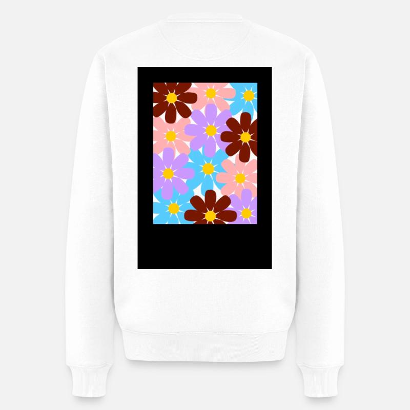 Bunte Blüten Muster - Männer Premium Bio Pullover - Weiß