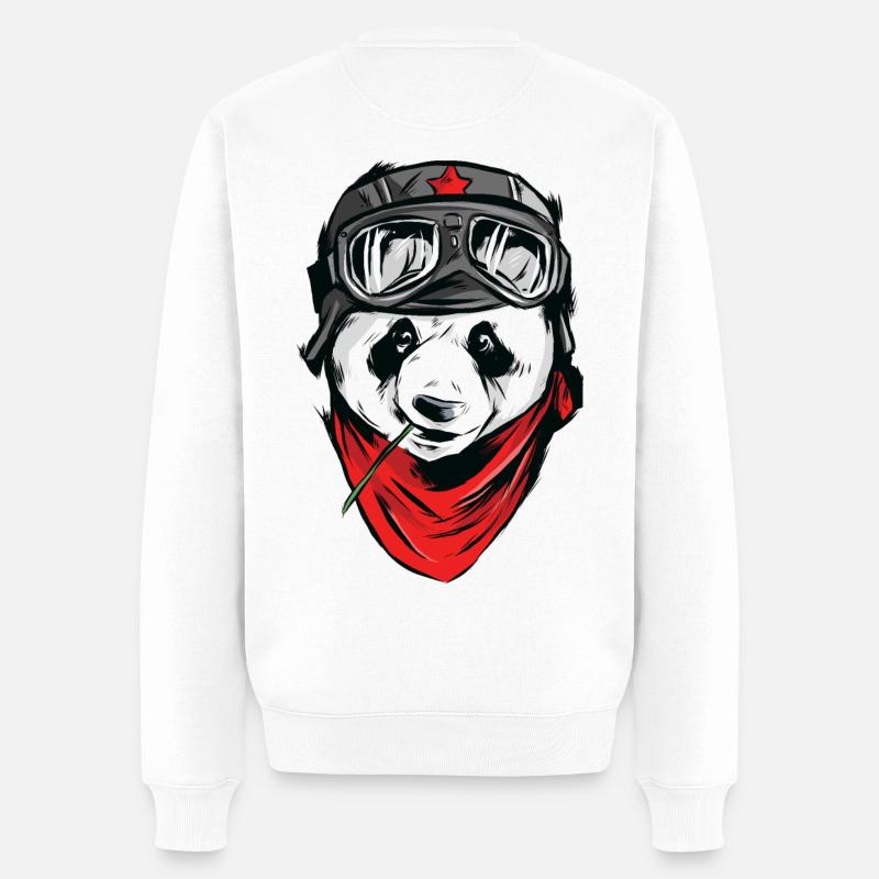 Panda Pilot - Männer Premium Bio Pullover - Weiß