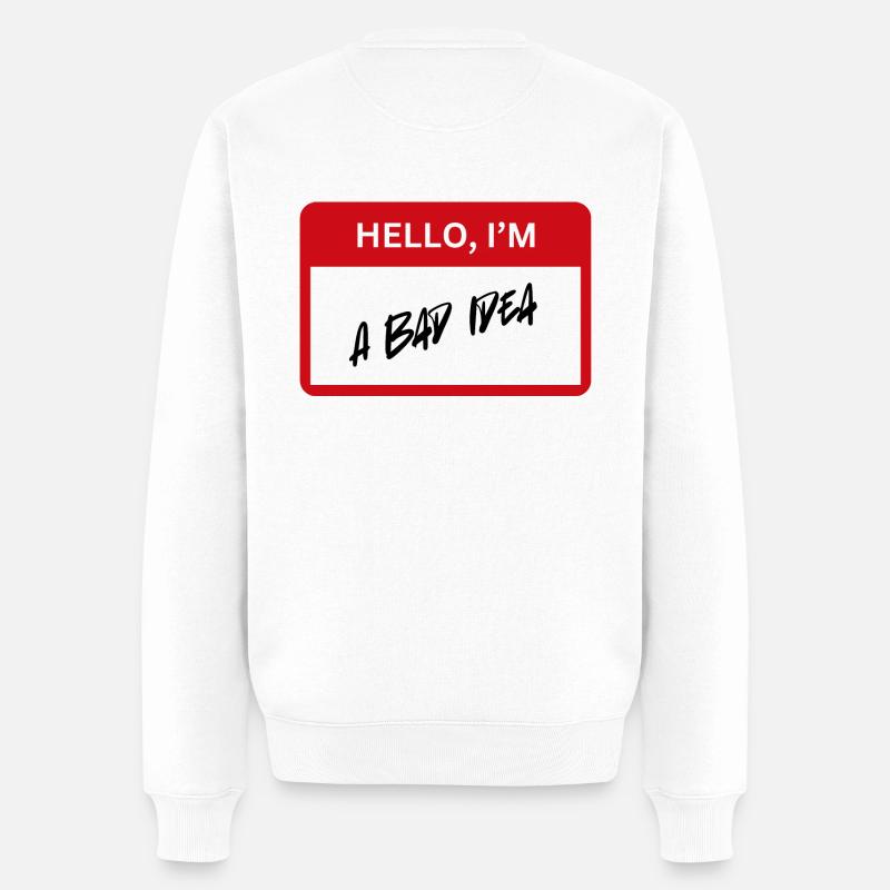 Bad Idea - Männer Premium Bio Pullover - Weiß