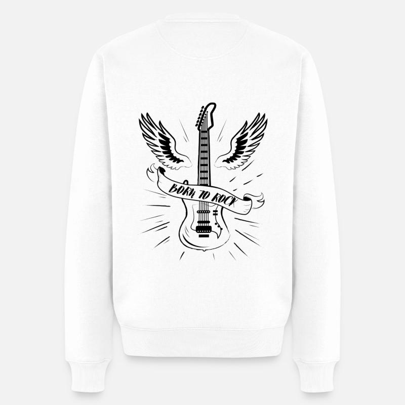 Geboren, um zu rocken - Männer Premium Bio Pullover - Weiß