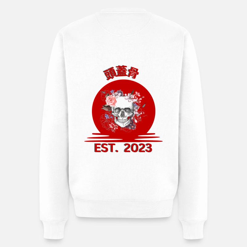 Totenkopf_ Zugaikotsu - Männer Premium Bio Pullover - Weiß