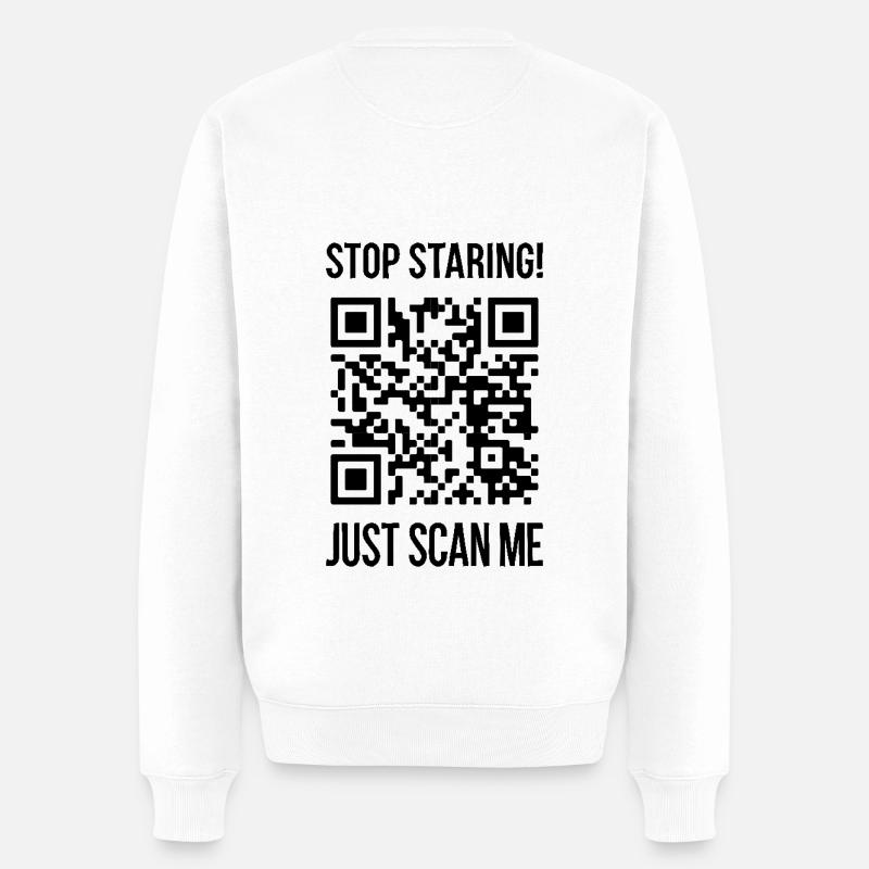 Scanne mich QR Code für Motivation - Männer Premium Bio Pullover - Weiß
