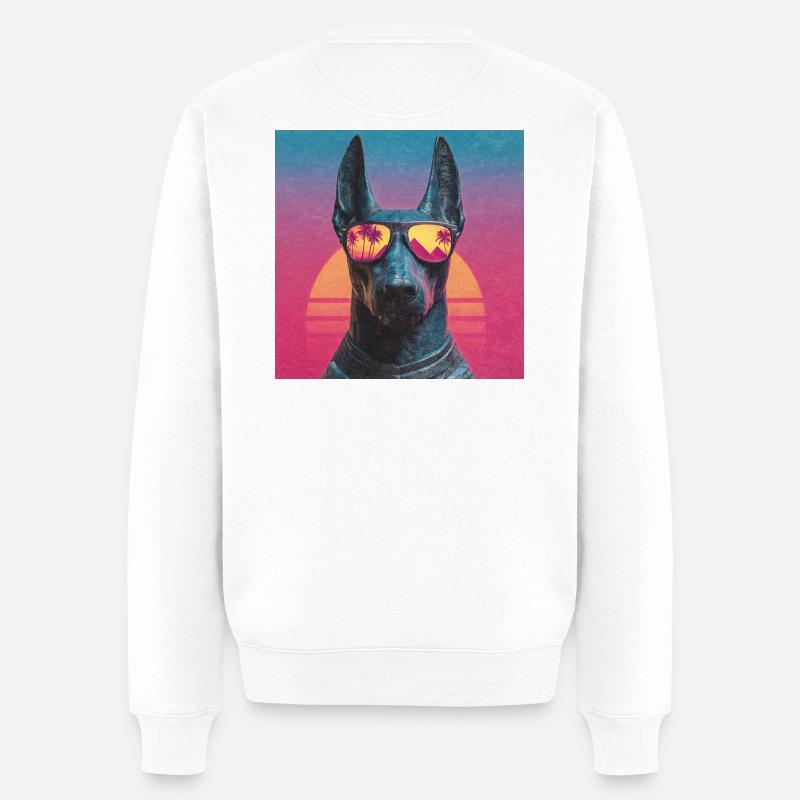 Anubis Synthwave - Dieu en vacances - Pull Premium bio Homme - blanc