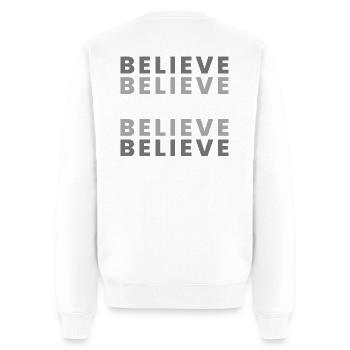 Glauben im Raster – Grau Weiß - Männer Premium Bio Pullover - Weiß - Hinten - Nico (187cm)