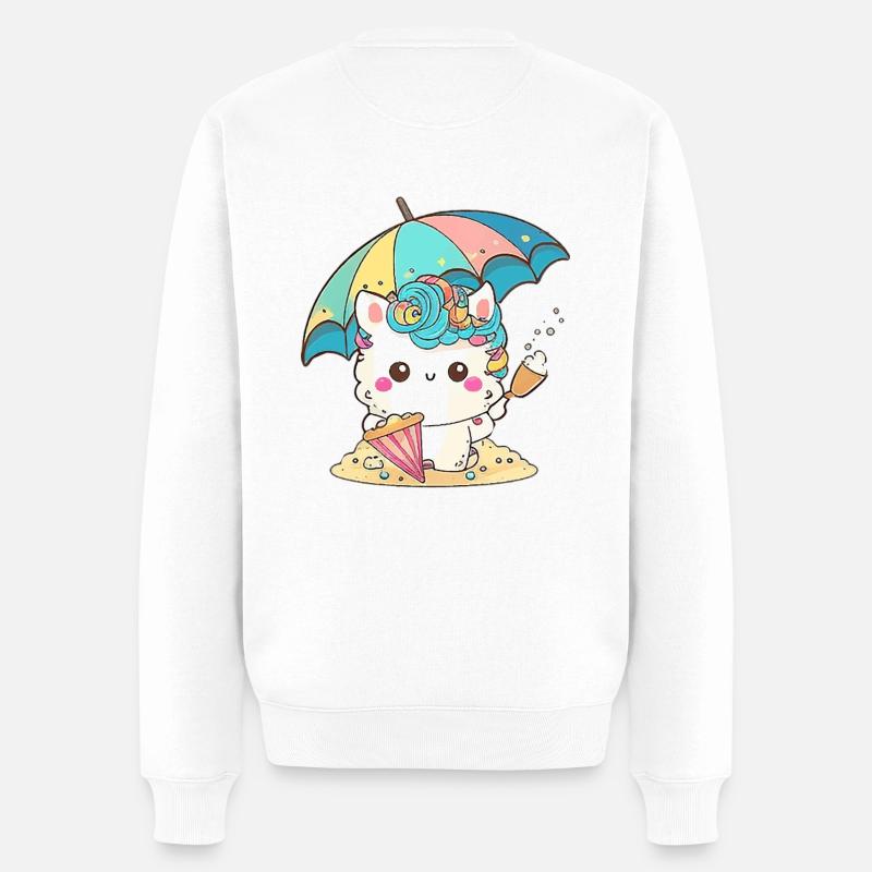 Niedliches Einhorn für Kinder - Männer Premium Bio Pullover - Weiß