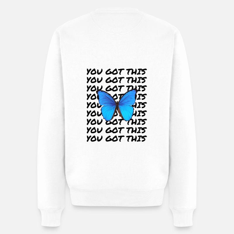 Schmetterling // Du hast diesen [Schmetterling] - Männer Premium Bio Pullover - Weiß