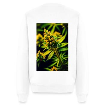 Weed - Männer Premium Bio Pullover - Weiß - Hinten - Nico (187cm)