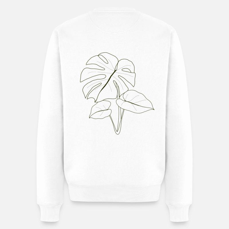 Plante Monstera - Pull Premium bio Homme - blanc