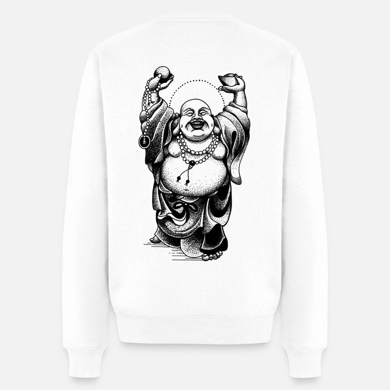 Bouddha heureux - Pull Premium bio Homme - blanc