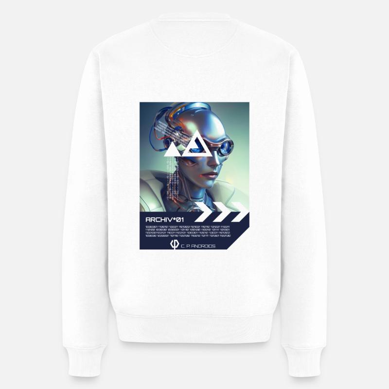 ARCHIV*01 - Android - Männer Premium Bio Pullover - Weiß