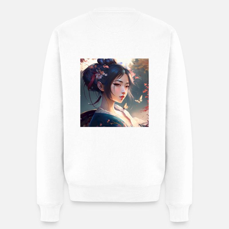 Geisha - Männer Premium Bio Pullover - Weiß
