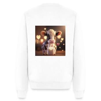 Vache mignonne avec des cœurs - Pull Premium bio Homme - blanc - Dos - Nico (187cm)
