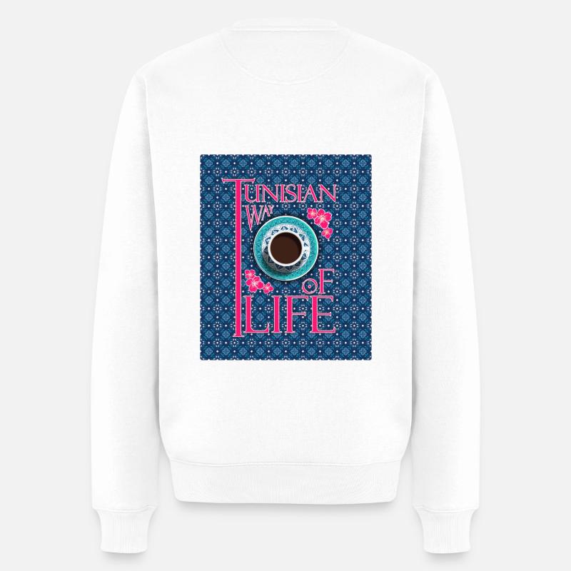 TUNESISCHE LEBENSART ARABESQUE - Männer Premium Bio Pullover - Weiß