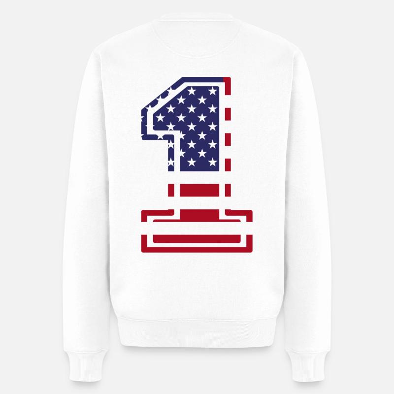 USA - Männer Premium Bio Pullover - Weiß