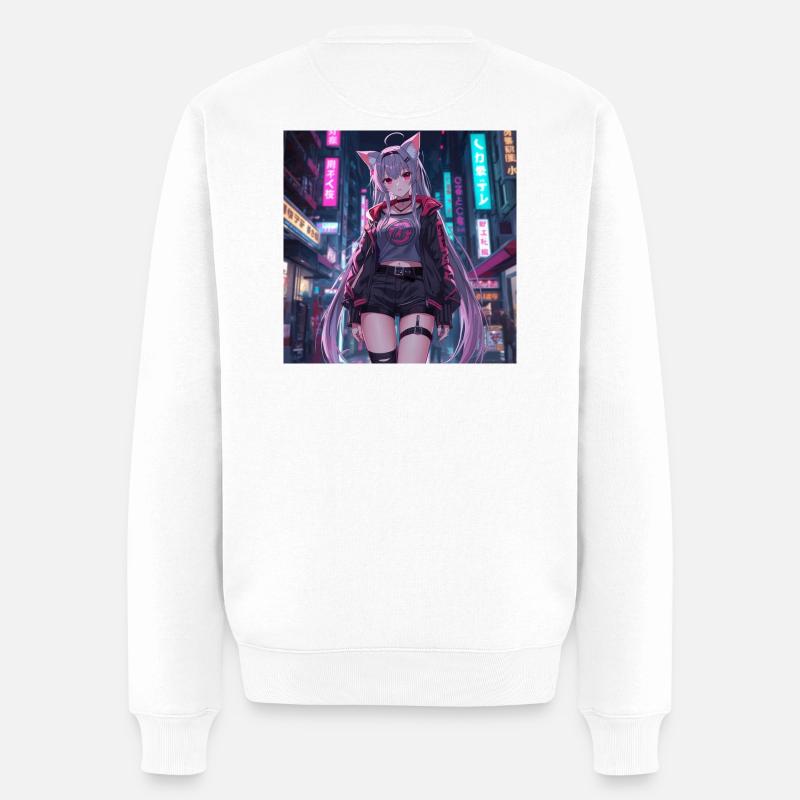 Neko Cyber Héros Neon Town - Pull Premium bio Homme - blanc