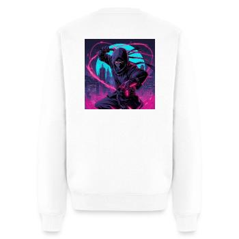 Ninja Neon : Tempête d’énergie urbaine - Pull Premium bio Homme - blanc - Dos - Nico (187cm)